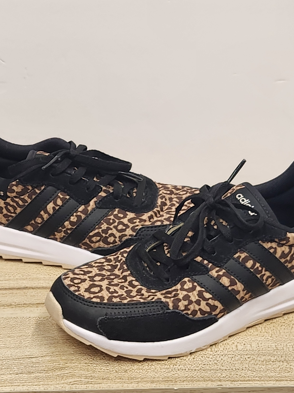 Adidas Women’s Leopard-Print Athletic Sneakers - Black & Brown SIZE 6
